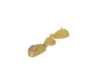 Golden Earrings with White Moon Stone 3