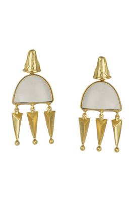 Golden Earrings with White Bhatti Stone 1