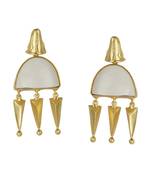 Golden Earrings with White Bhatti Stone