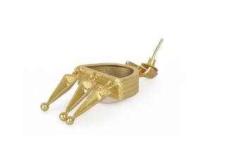 Golden Earrings with White Bhatti Stone 4