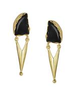 Golden Earrings with Black Onex Stone
