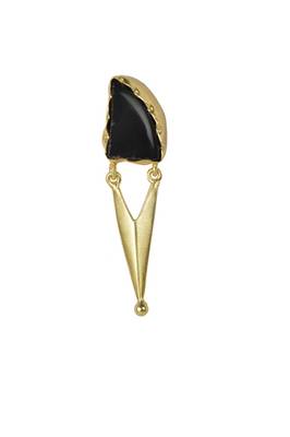 Golden Earrings with Black Onex Stone 2
