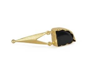 Golden Earrings with Black Onex Stone 3