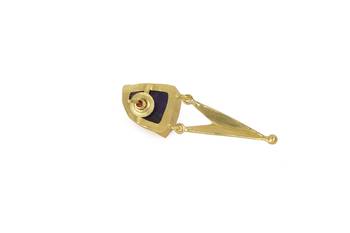 Golden Earrings with Black Onex Stone 4