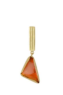 Golden Earrings with Citrin Orange Glass Stone 2