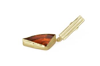 Golden Earrings with Citrin Orange Glass Stone 3
