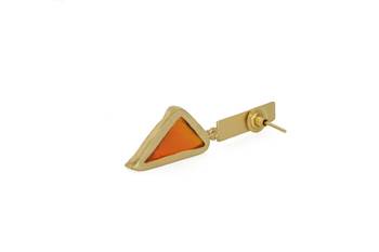 Golden Earrings with Citrin Orange Glass Stone 4