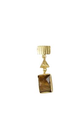 Golden Earrings with Tiger Eyes Stone 2