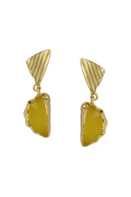 Golden Earrings with Yellow Moon Stone 1