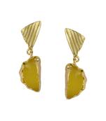 Golden Earrings with Yellow Moon Stone
