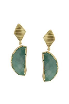 Golden Earrings with Green onex Stone 1