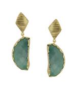Golden Earrings with Green onex Stone