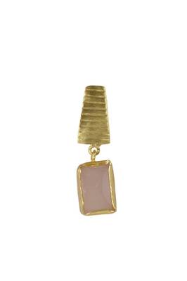 Golden Earrings with Rose Quartz Stone 2