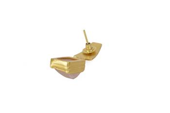 Golden Earrings with Rose Quartz Stone 4