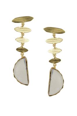Golden Earrings with White Bhatti Stone 1