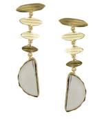 Golden Earrings with White Bhatti Stone