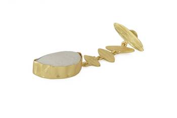 Golden Earrings with White Bhatti Stone 3