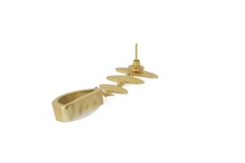 Golden Earrings with White Bhatti Stone 4