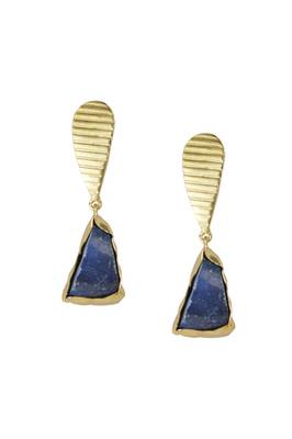 Golden Earrings with Lapis Stone 1