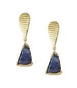 Golden Earrings with Lapis Stone