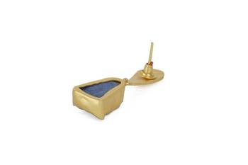 Golden Earrings with Lapis Stone 4
