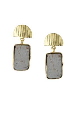 Golden Earrings with Black Copper Bhatti Stone 1
