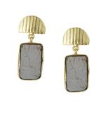 Golden Earrings with Black Copper Bhatti Stone