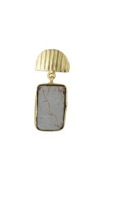 Golden Earrings with Black Copper Bhatti Stone 2
