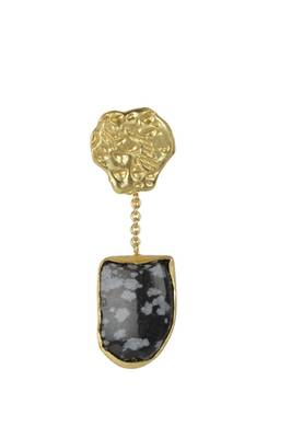 Golden Earrings with Black Agate Stone 2