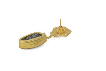 Golden Earrings with Black Agate Stone 4