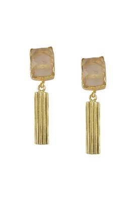 Golden Earrings with Rose Quartz 1