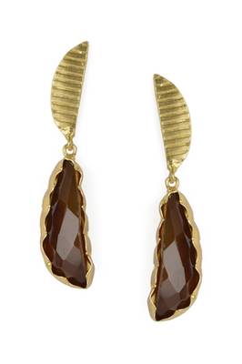 Golden Earrings with Smokey Stone 1