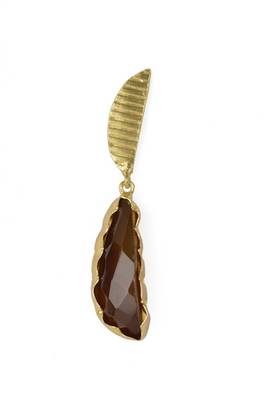 Golden Earrings with Smokey Stone 2