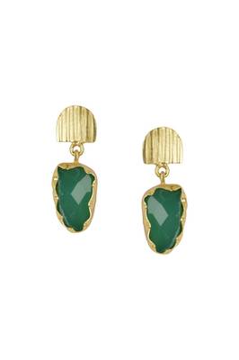 Golden Earrings with Green Onex Stone 1
