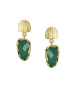 Golden Earrings with Green Onex Stone