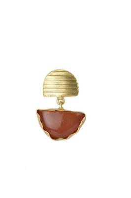 Golden Earrings with Red Cornilian Stone 2
