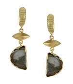 Golden Earrings with Lebrorite Stone