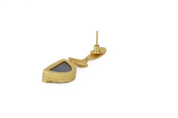 Golden Earrings with Lebrorite Stone 4