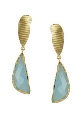 Golden Earrings with Aqua Stone 1