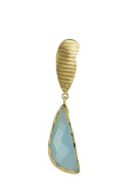 Golden Earrings with Aqua Stone 2