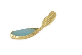 Golden Earrings with Aqua Stone 3