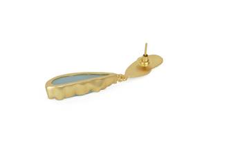 Golden Earrings with Aqua Stone 4
