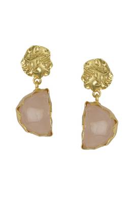 Golden Earrings with Rose Quartz Stone 1