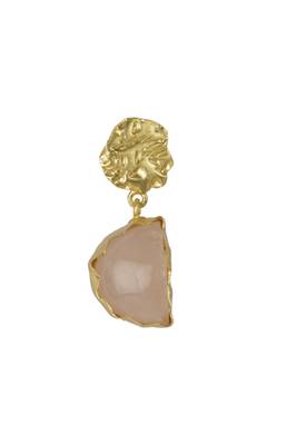Golden Earrings with Rose Quartz Stone 2