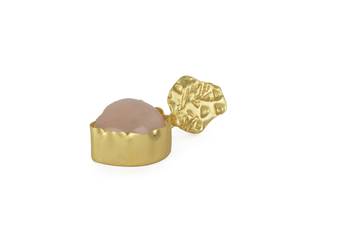 Golden Earrings with Rose Quartz Stone 3