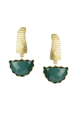 Golden Earrings with Green Onex Stone 1