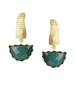 Golden Earrings with Green Onex Stone