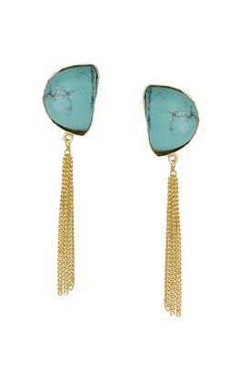 Golden Earrings with Green Tourquiose Stone 1