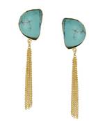 Golden Earrings with Green Tourquiose Stone