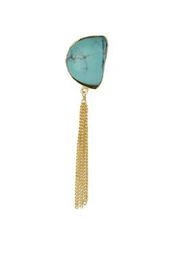 Golden Earrings with Green Tourquiose Stone 2